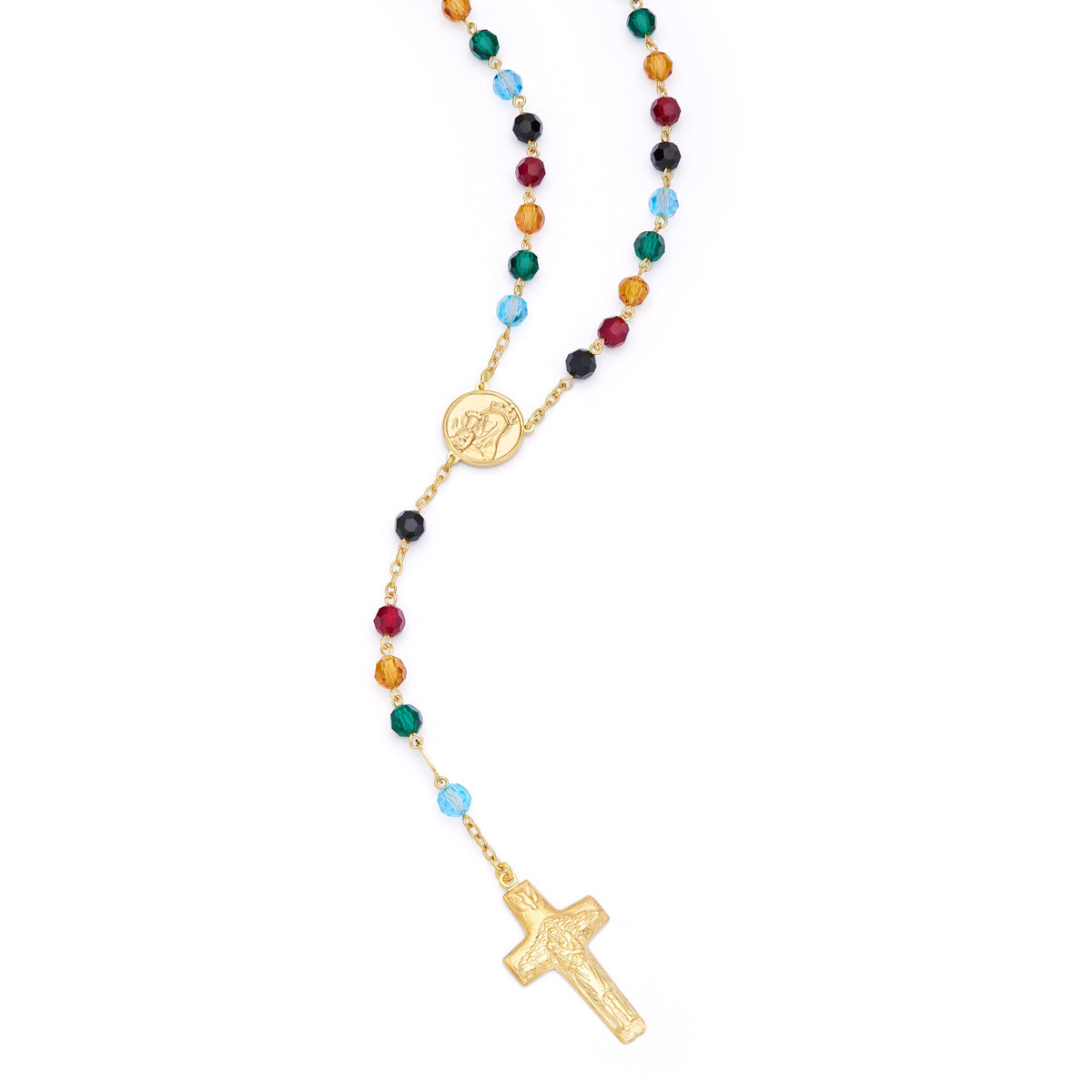 Gold-plated Sterling Silver Jubilee 2025 Rosary with Crystal Beads