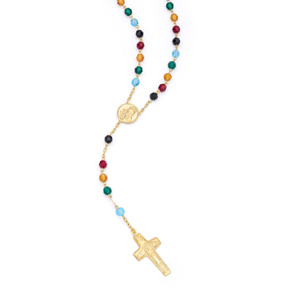 Gold-plated Sterling Silver Jubilee 2025 Rosary with Crystal Beads