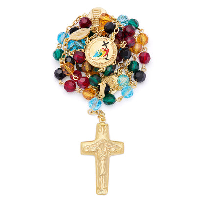 Gold-plated Sterling Silver Jubilee 2025 Rosary with Crystal Beads
