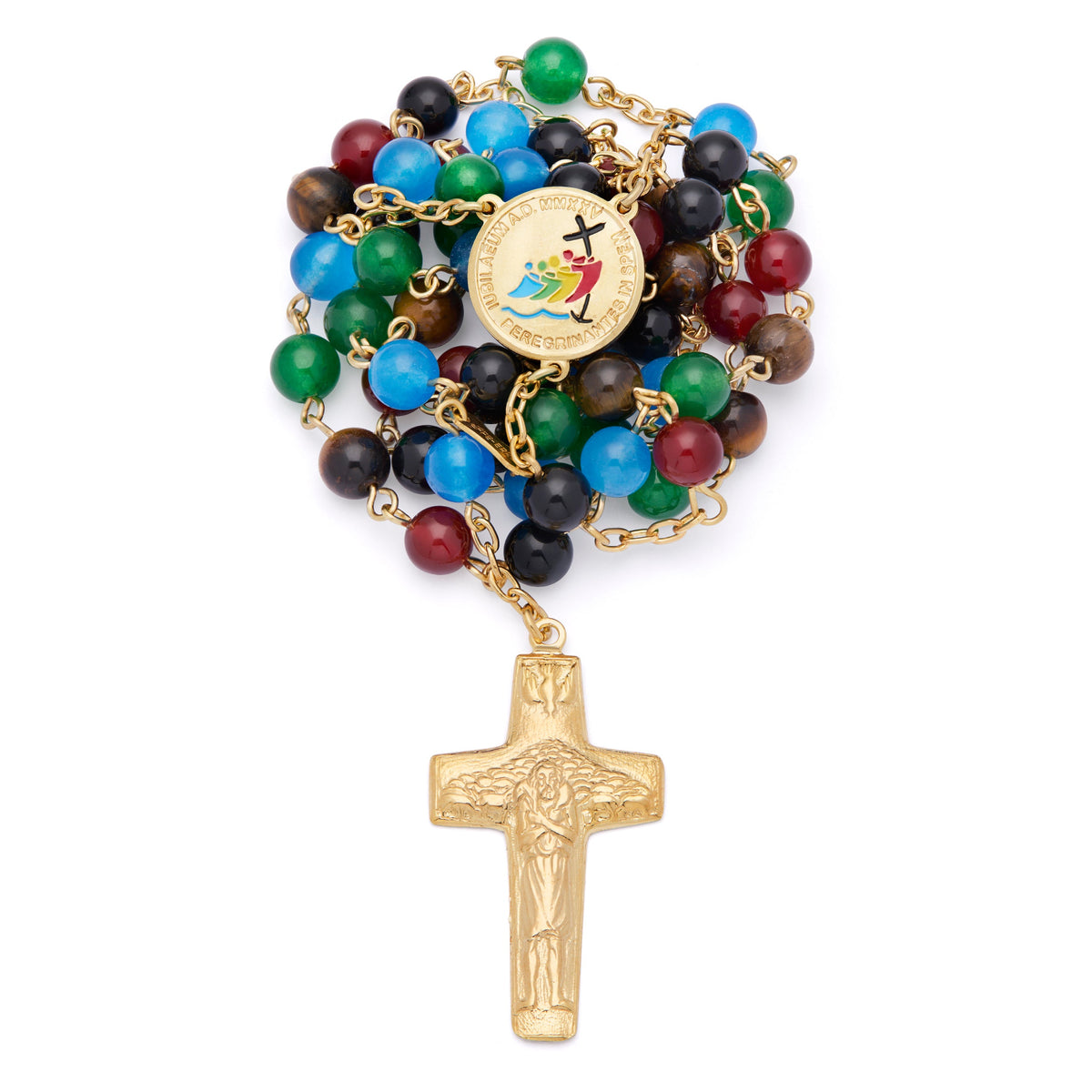 Gold-plated Sterling Silver Jubilee 2025 Rosary with Semi-precious Stone Beads
