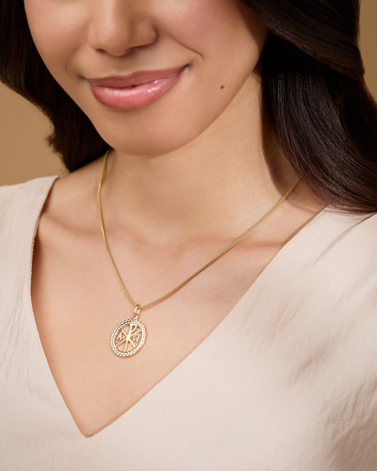 Gold Plated Sterling Silver Peace Cross Medal