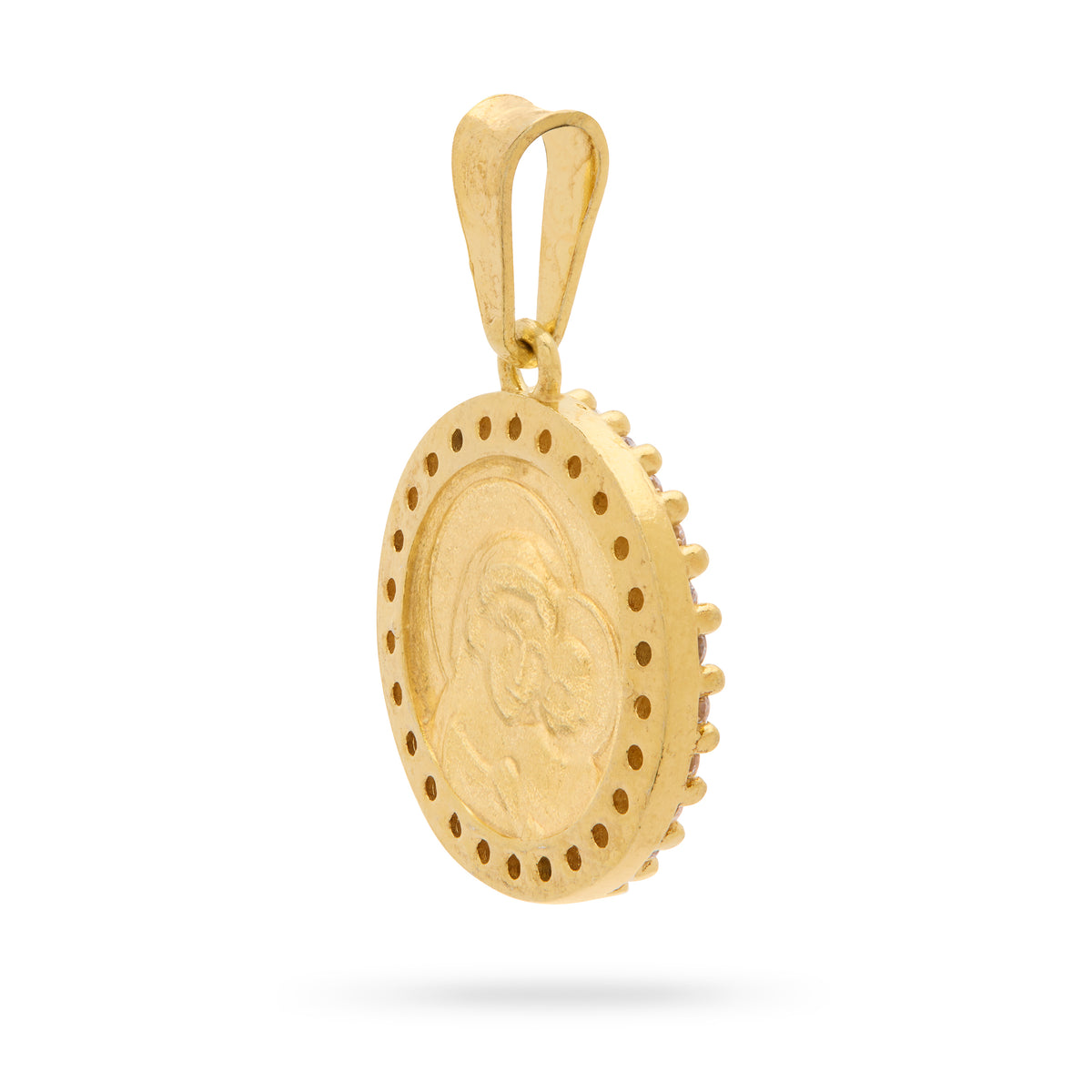 Gold-Plated Sterling Silver Pope Leo XIV and Virgin Mary Medal with Cubic Zirconia