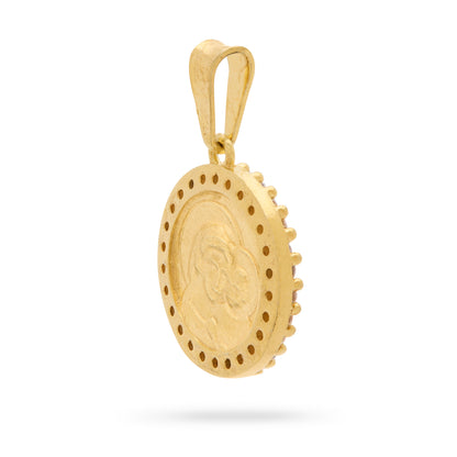 Gold-Plated Sterling Silver Pope Leo XIV and Virgin Mary Medal with Cubic Zirconia