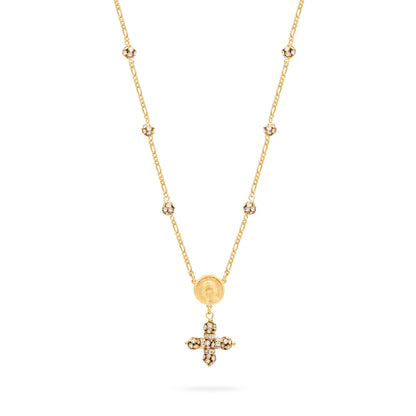 Gold-Plated Sterling Silver Pope Leo XIV Necklace with Rhinestone Beads