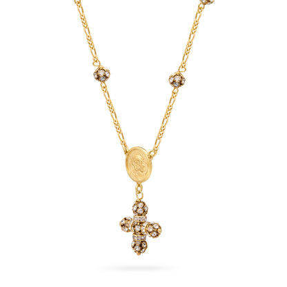 Gold-Plated Sterling Silver Pope Leo XIV Necklace with Rhinestone Beads