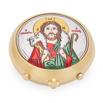 Gold-tone Metal Portable Pyx Case With the Good Shepherd's Plaque