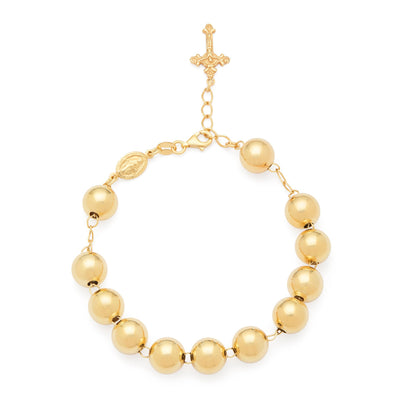 Gold-plated Sterling Silver Rosary Bracelet with Large Beads
