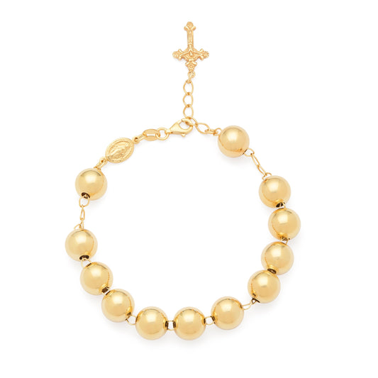 Gold-plated Sterling Silver Rosary Bracelet with Large Beads