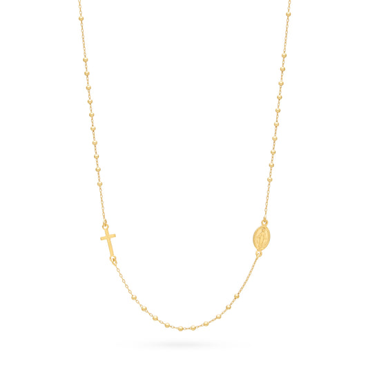 Gold-plated Sterling Silver Rosary Necklace