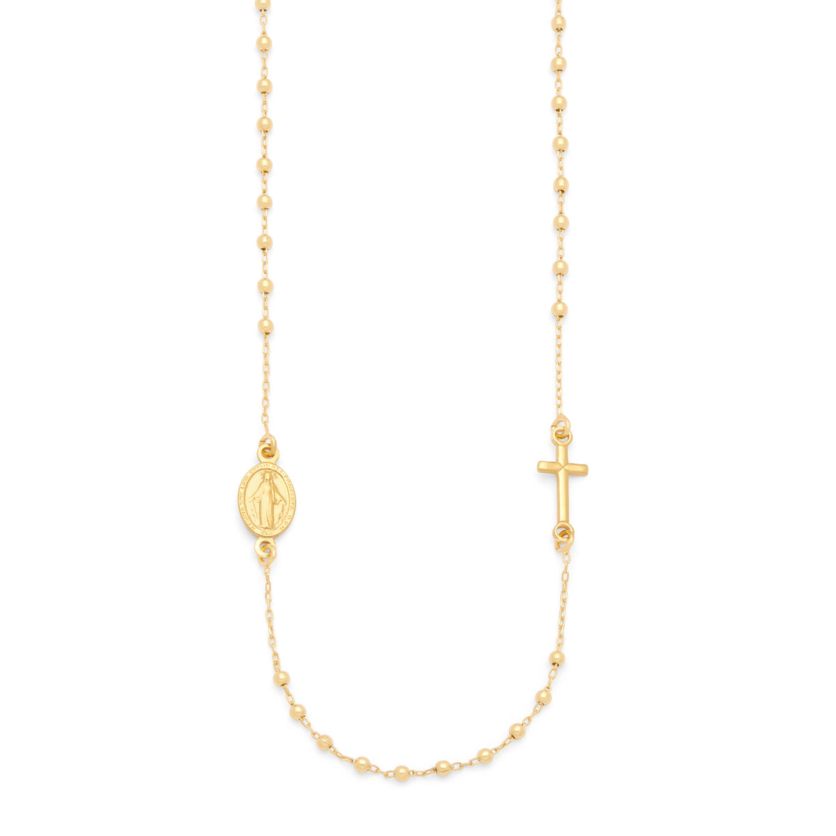 Gold-plated Sterling Silver Rosary Necklace