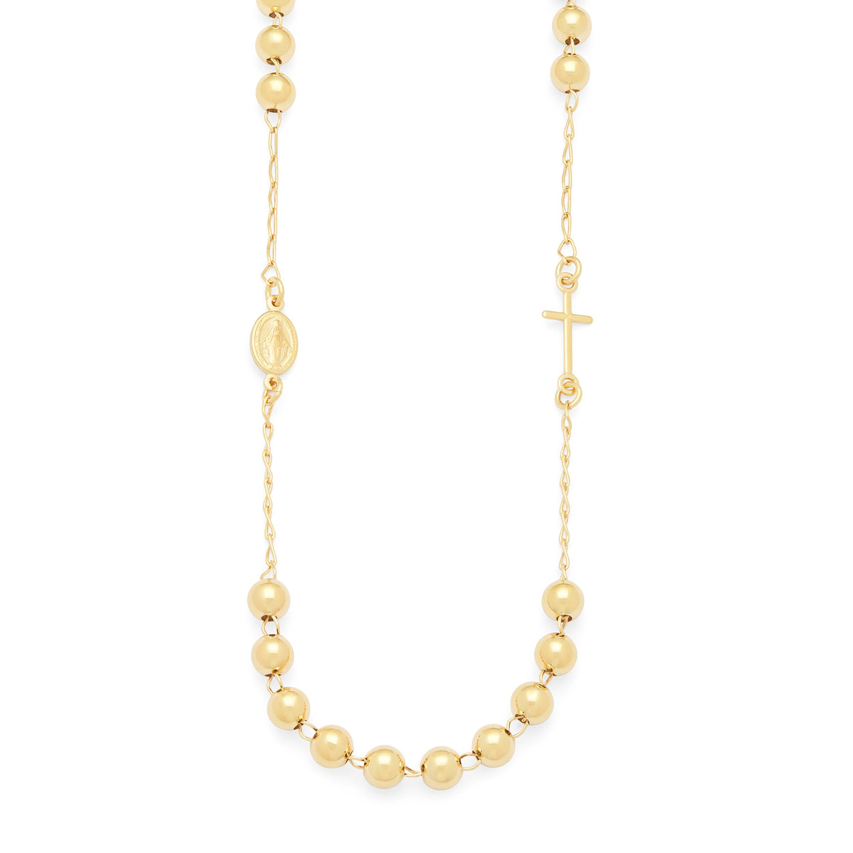 Gold-plated Sterling Silver Rosary Necklace with Large Beads