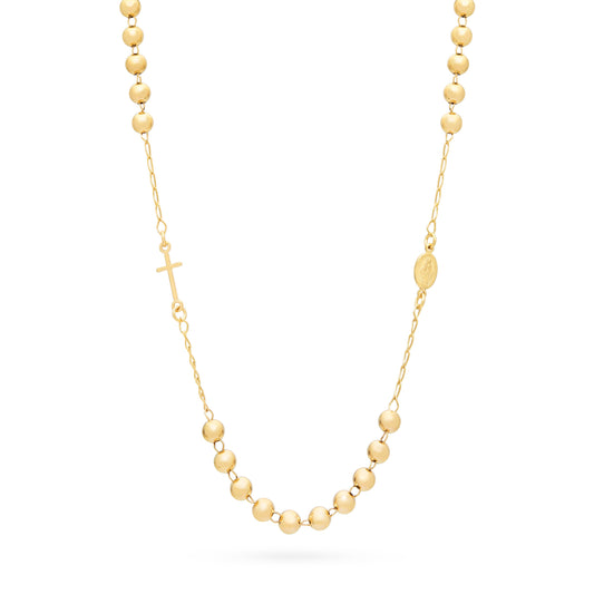 Gold-plated Sterling Silver Rosary Necklace with Large Beads