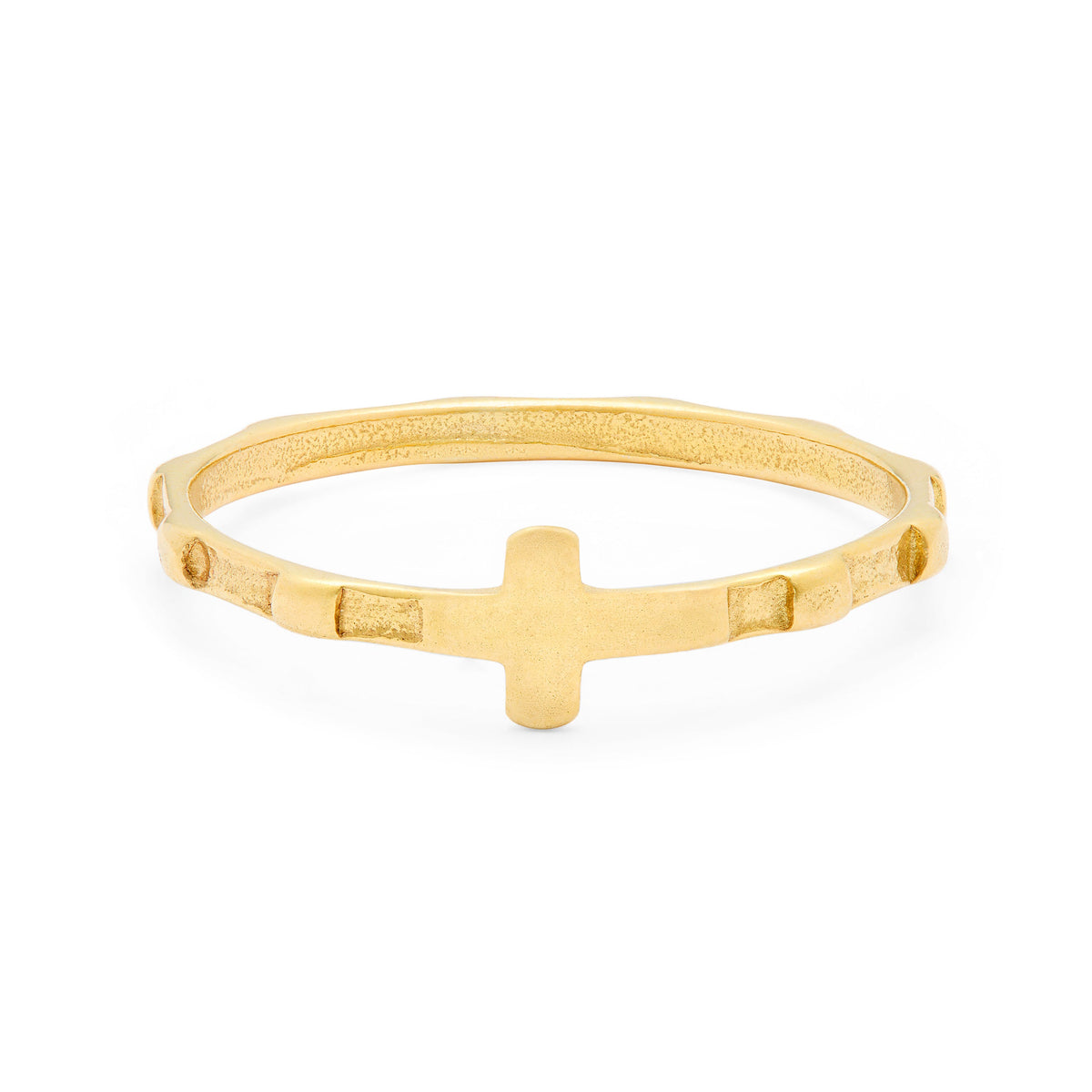 Gold-plated Sterling Silver Rosary Ring with Flat Beads