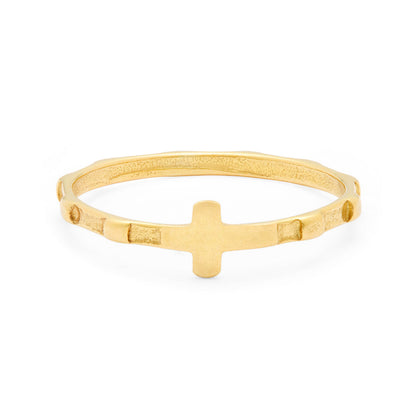 Gold-plated Sterling Silver Rosary Ring with Flat Beads