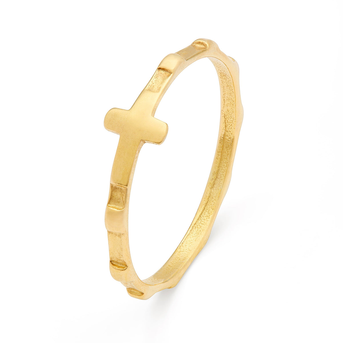 Gold-plated Sterling Silver Rosary Ring with Flat Beads