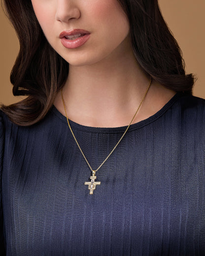 Gold-plated Sterling Silver St. Damian Crucifix Pendant With Sterling Silver Corpus