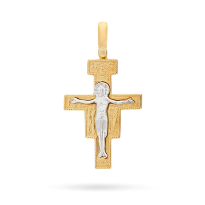 Gold-plated Sterling Silver St. Damian Crucifix Pendant With Sterling Silver Corpus
