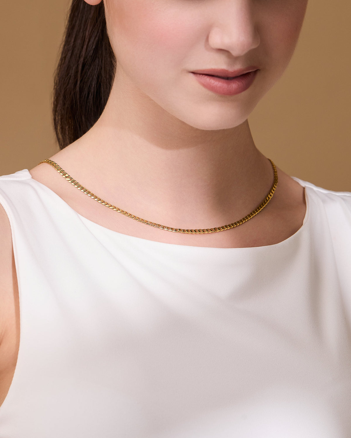 Gold-plated Sterling Silver Thick Curb Chain Necklace