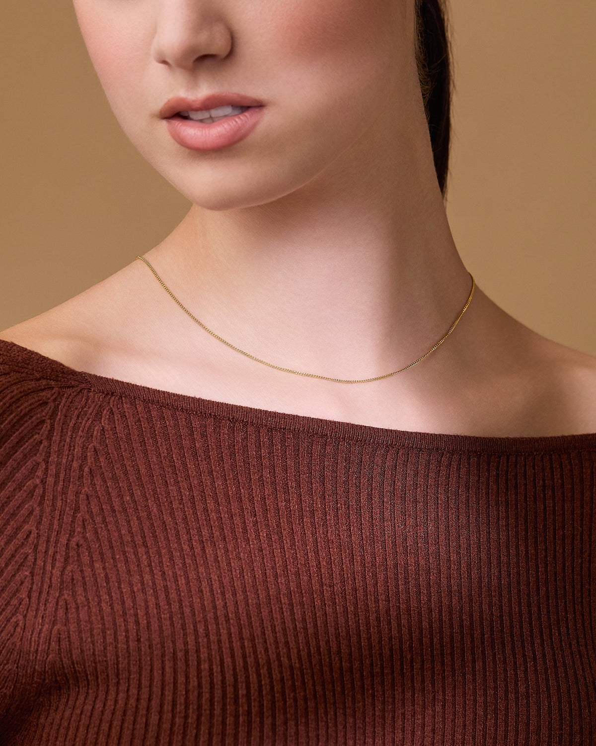 Gold-plated Sterling Silver Thin Curb Chain Necklace