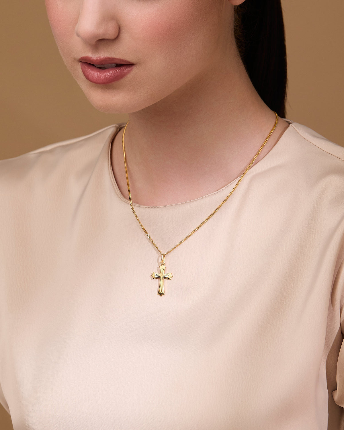 Gold Plated Three Points Cross