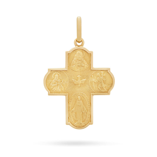 Yellow Gold Thin Scapular Cross Pendant