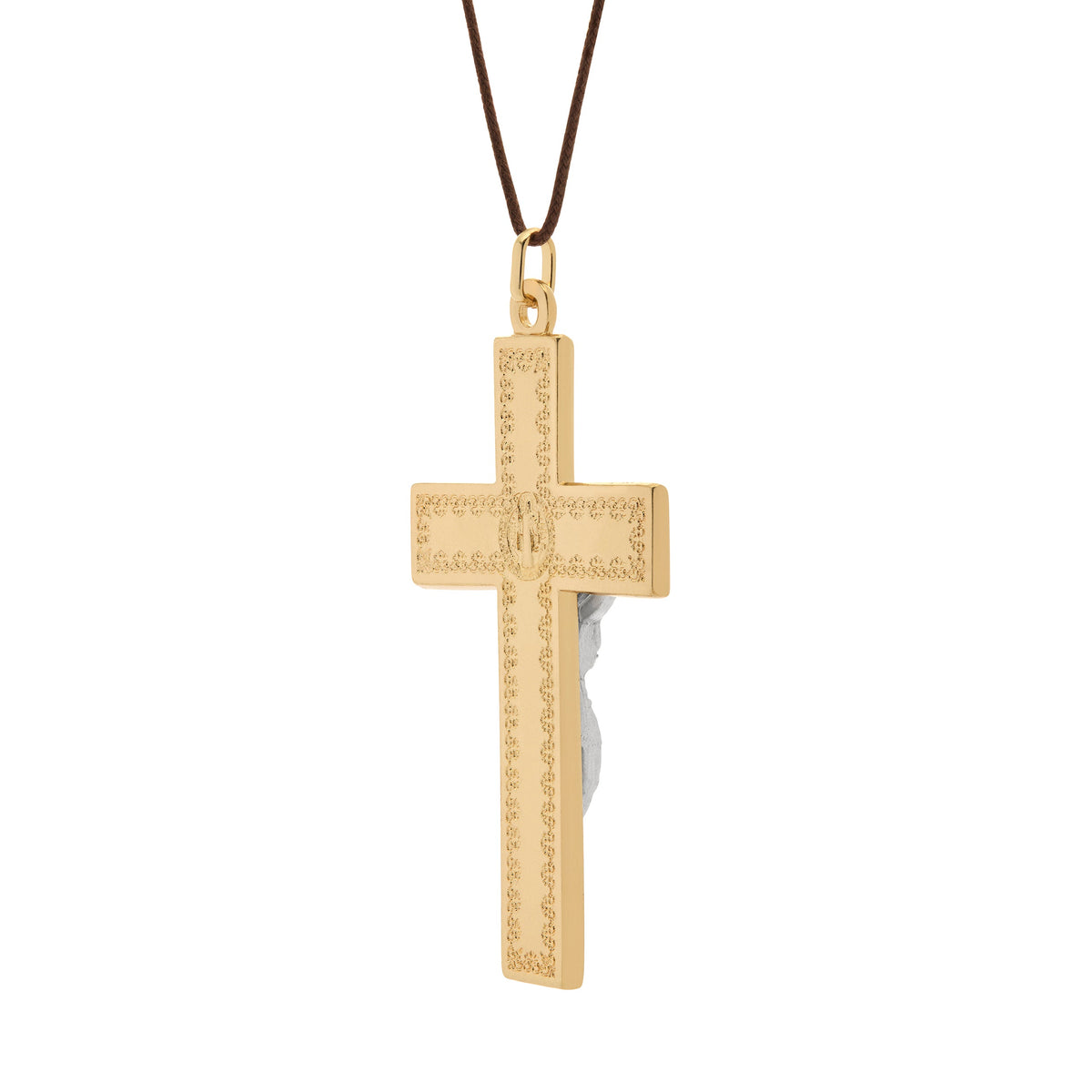 Gold-Tone Metal St. Benedict Crucifix Pendant with Red Enamel and Decorative Details