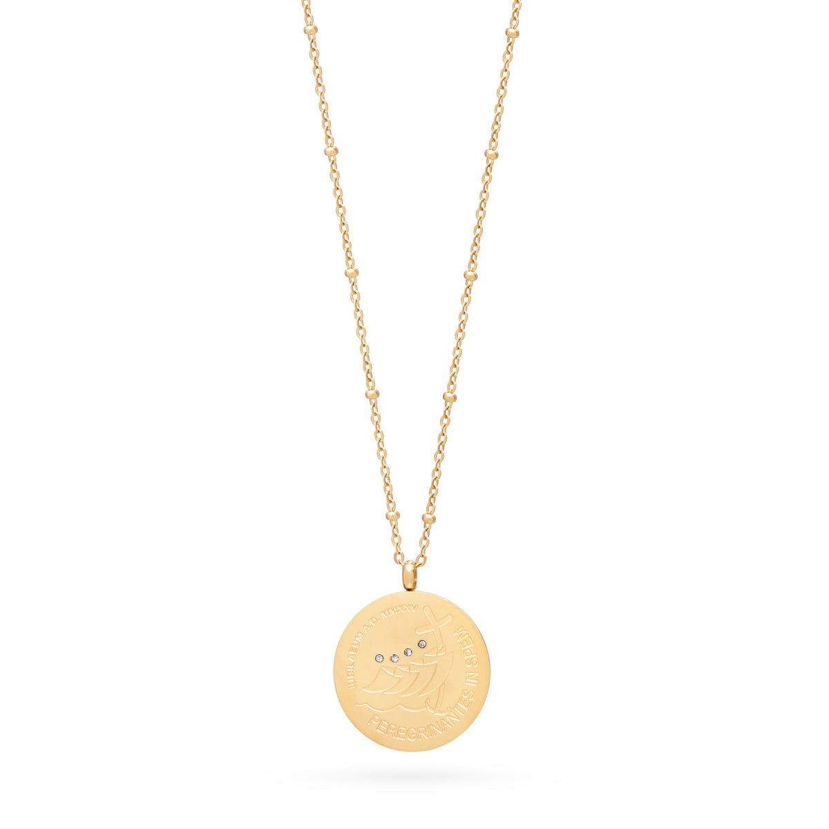 Gold-tone Stainless Steel Necklace with Jubilee 2025 Pendant