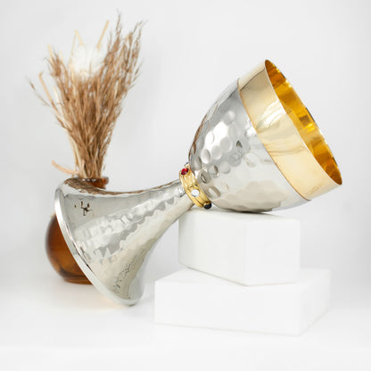 Golden and Silver Brass Chalice with Stones