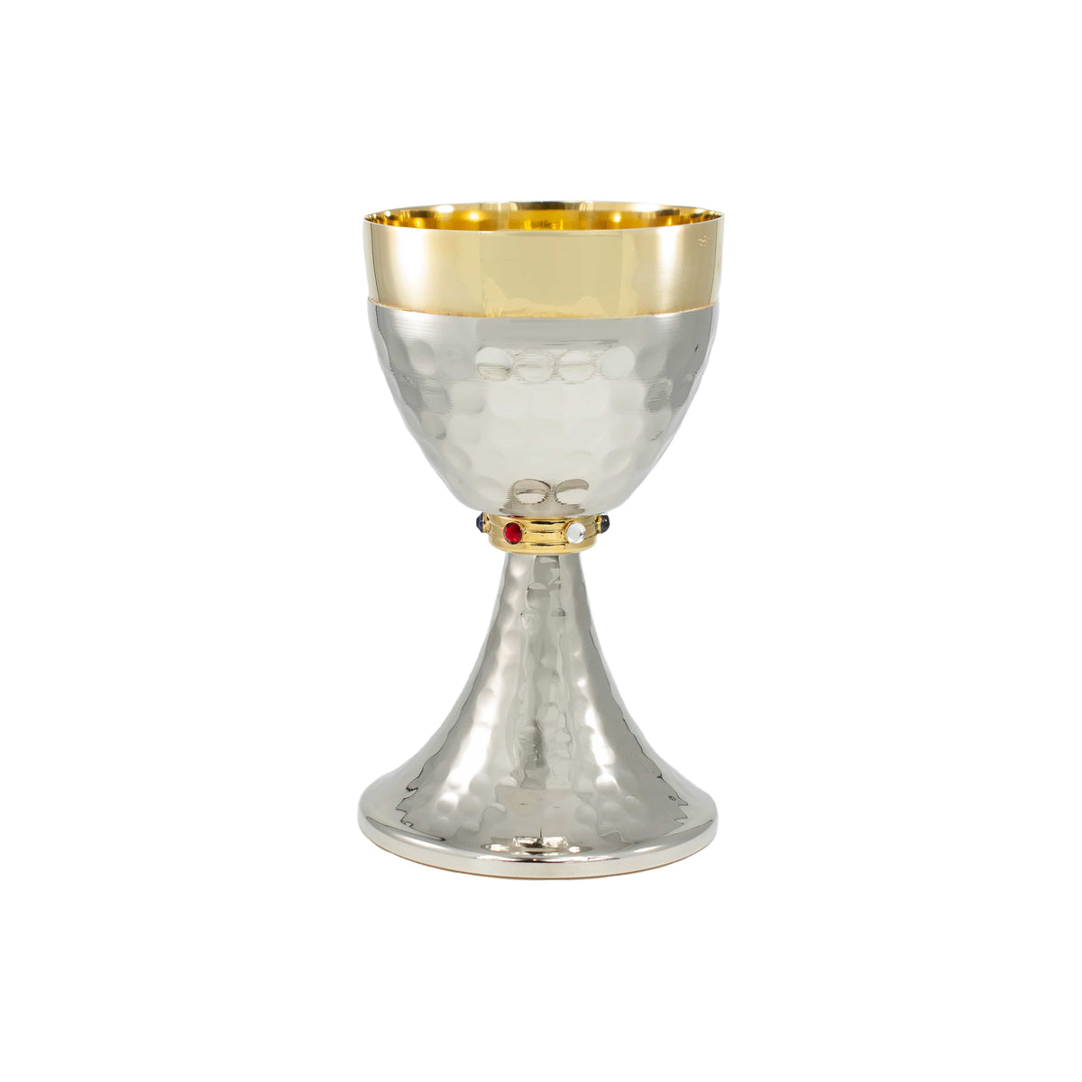 Golden and Silver Brass Chalice with Stones