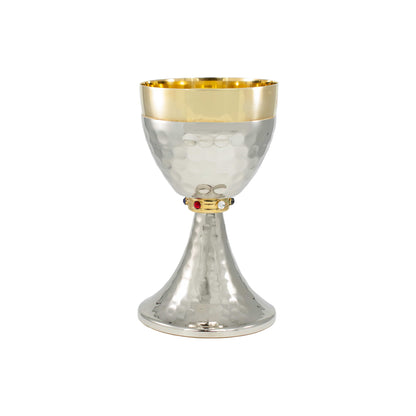 Golden and Silver Brass Chalice with Stones