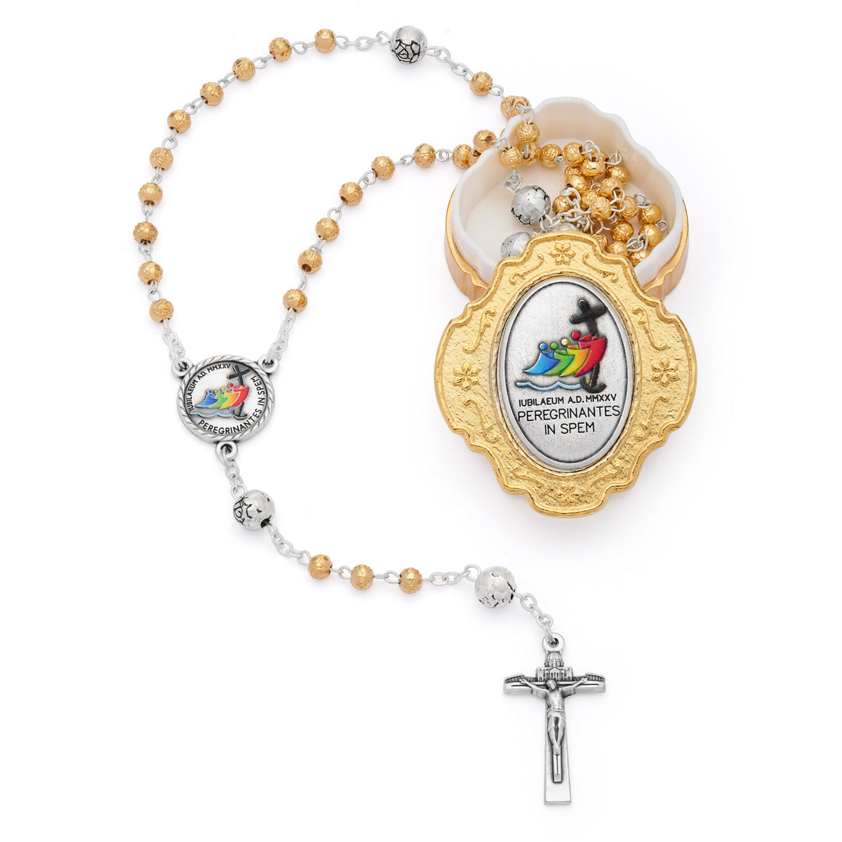 Golden Jubilee 2025 Rosary Case and Rose-shaped Beads Rosary