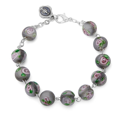 Gray Lume Rosary Bracelet with Miraculous Virgin Medal