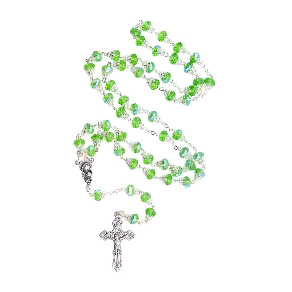 Green Faceted Crystal Mongolfiera Rosary