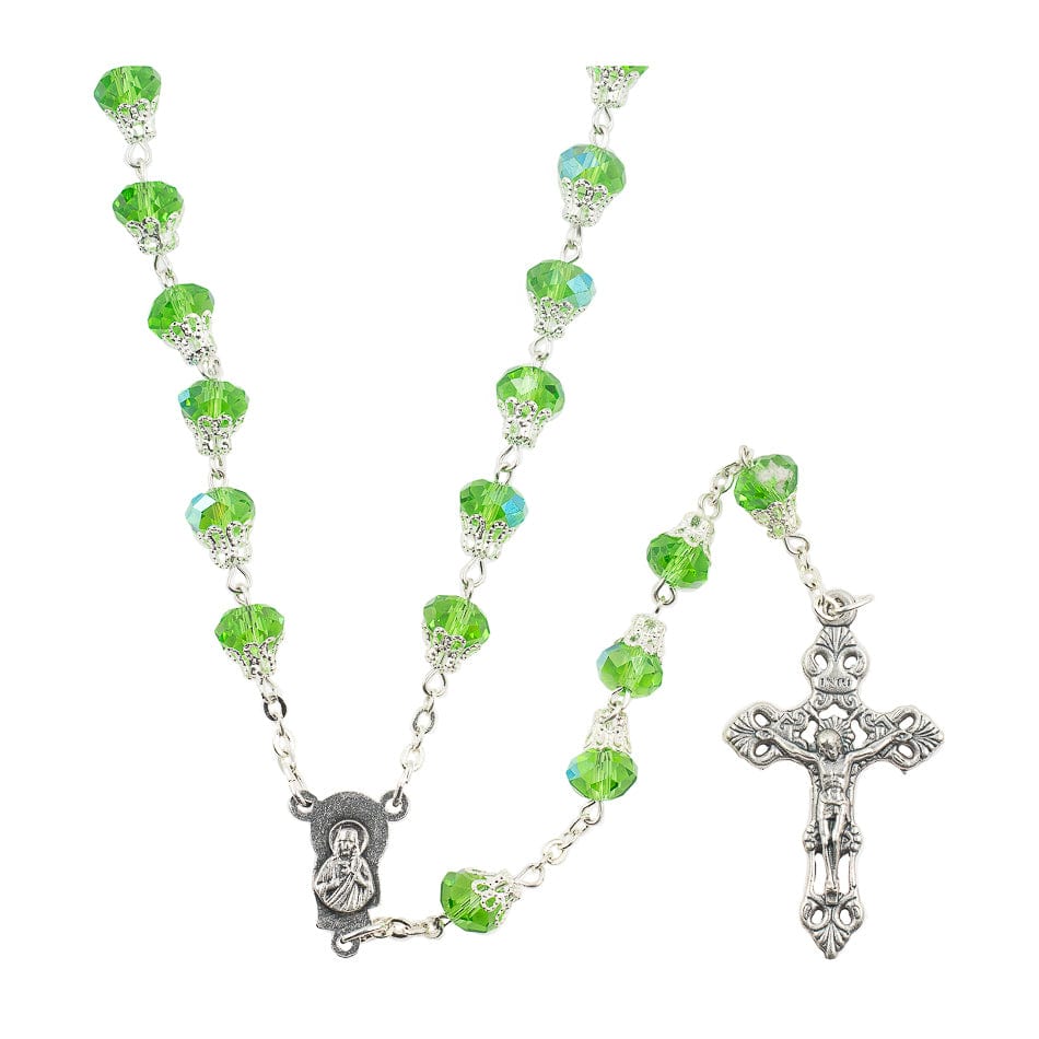 Green Faceted Crystal Mongolfiera Rosary