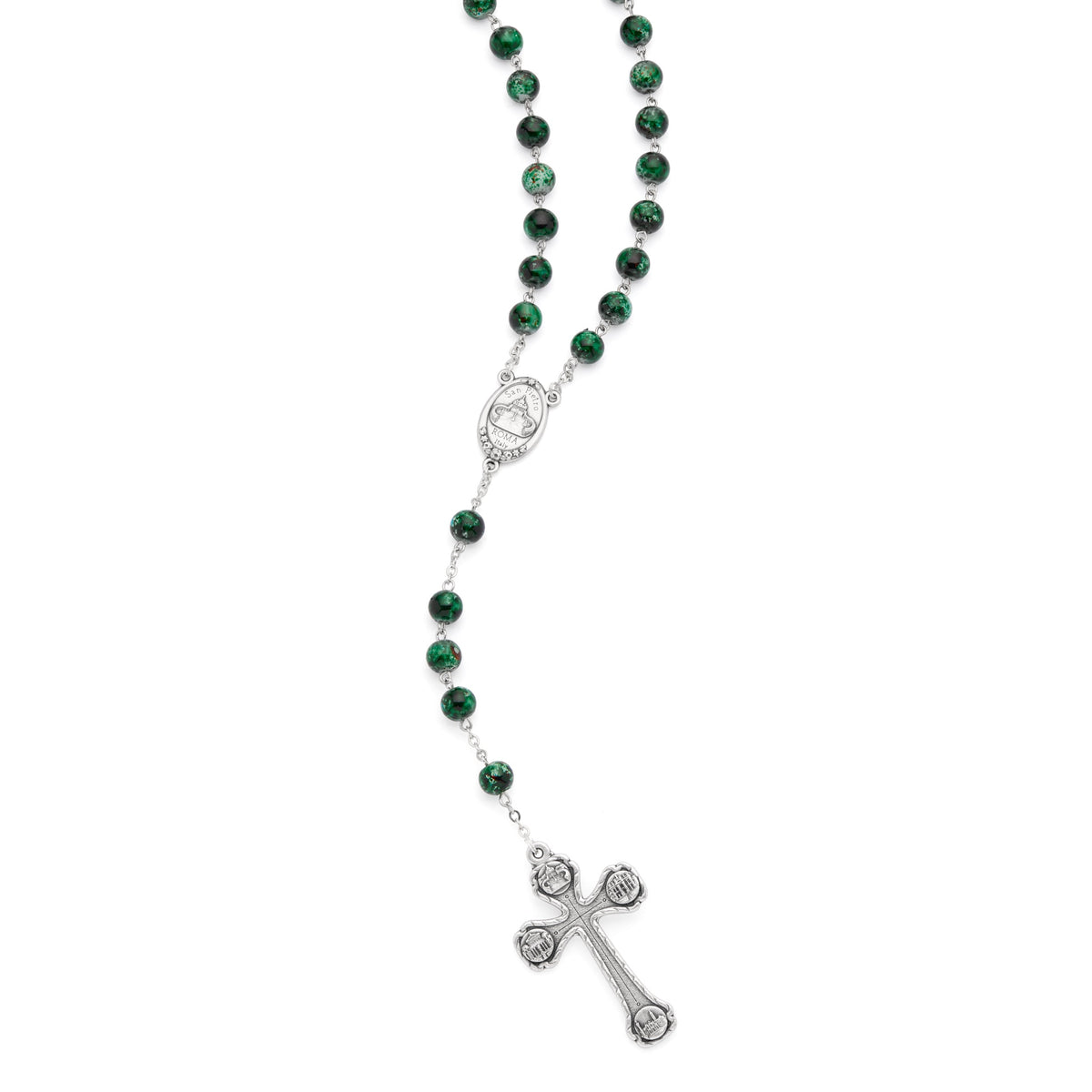 Our Lady of Good Health Rosary with Green Variegated Beads and the Four Roman Basilicas