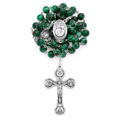 Our Lady of Good Health Rosary with Green Variegated Beads and the Four Roman Basilicas