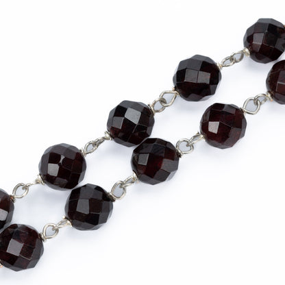 GRENADE FACETED STERLING SILVER ROSARY