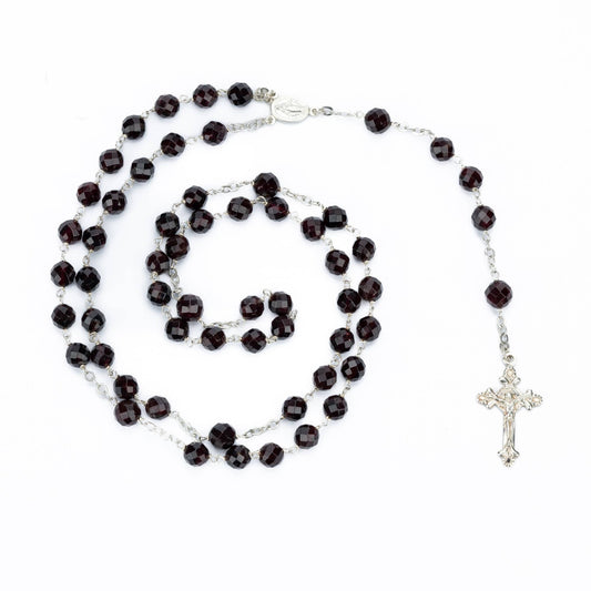 GRENADE FACETED STERLING SILVER ROSARY