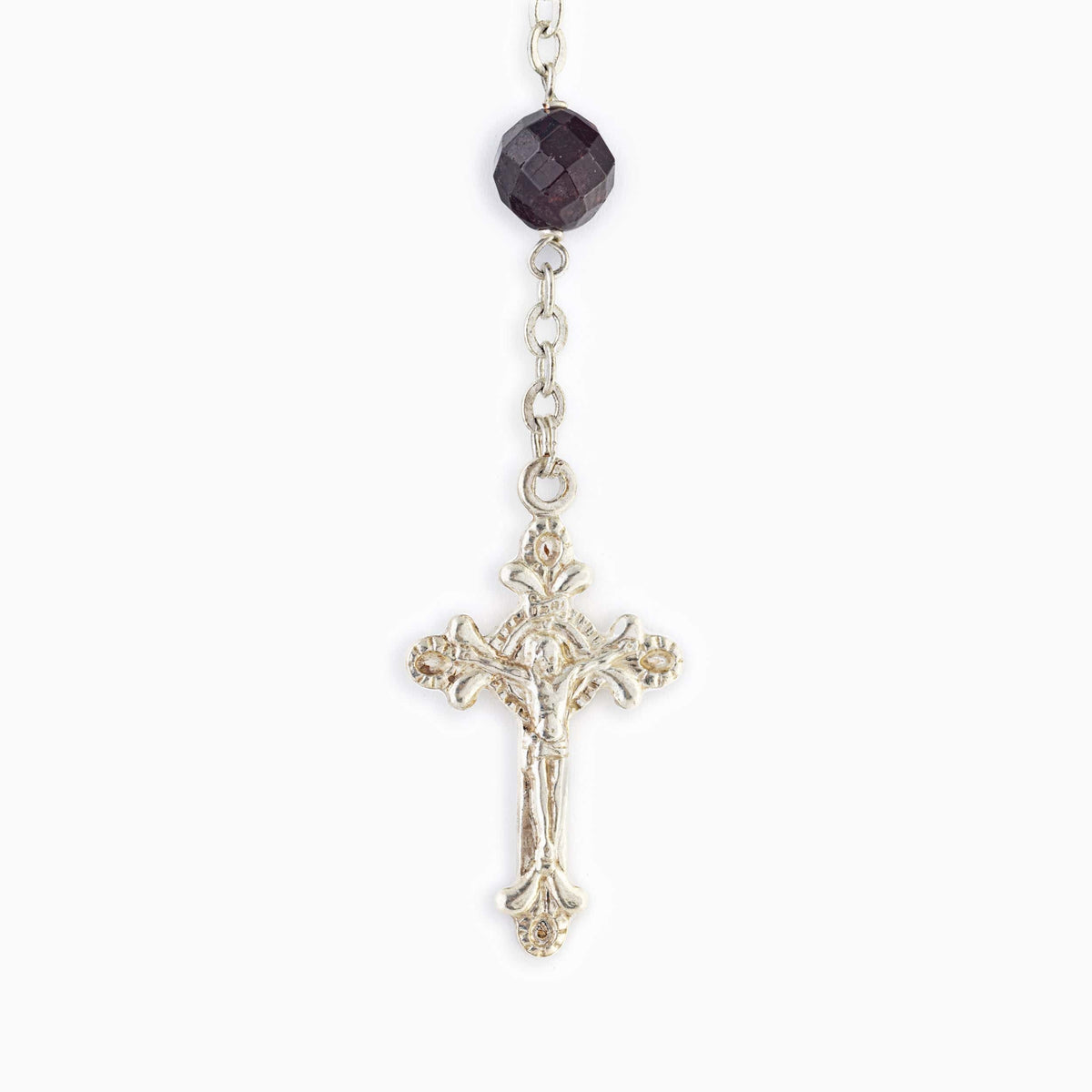GRENADE FACETED STERLING SILVER ROSARY