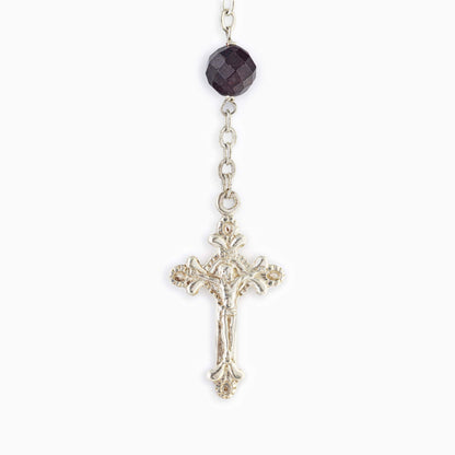 GRENADE FACETED STERLING SILVER ROSARY