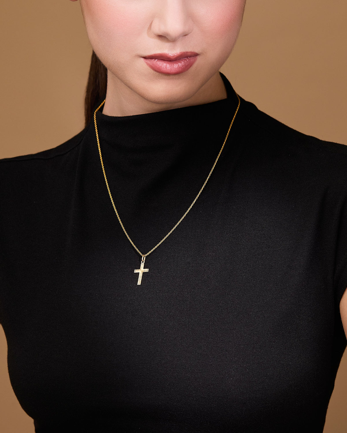 Grooved Gold Plated Cross