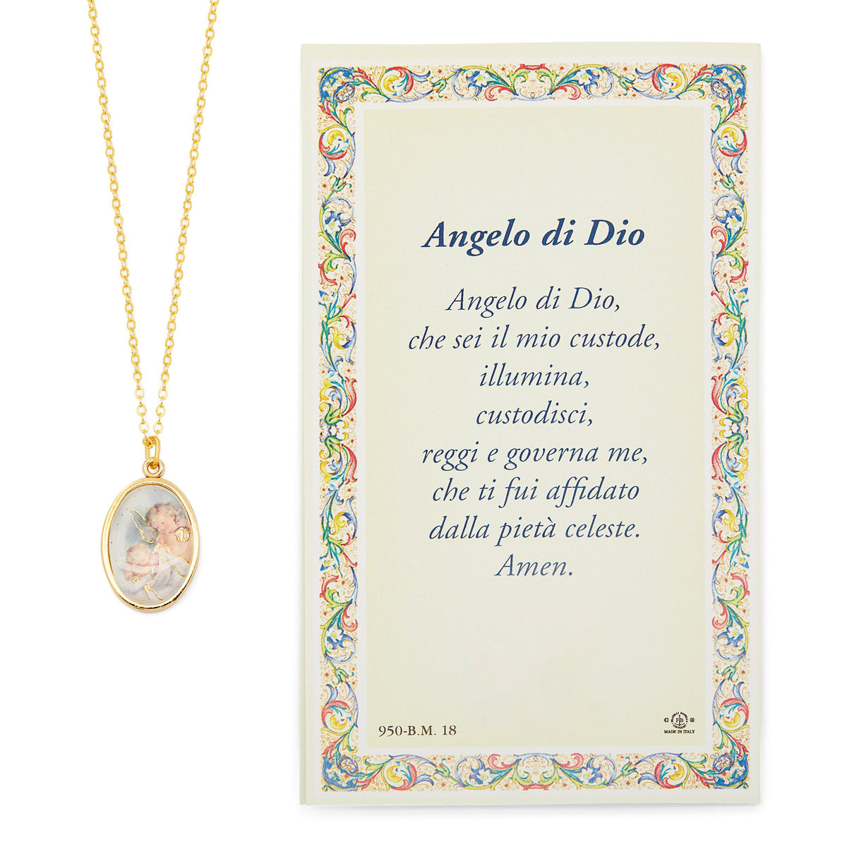 Guardian Angel Prayer Card and Medal With Chain