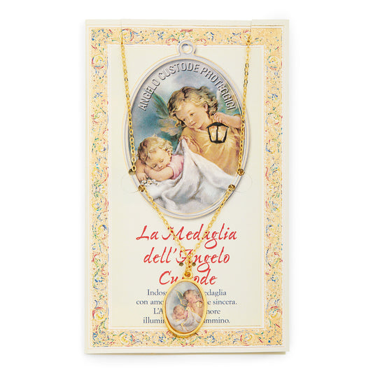 Guardian Angel Prayer Card and Medal With Chain