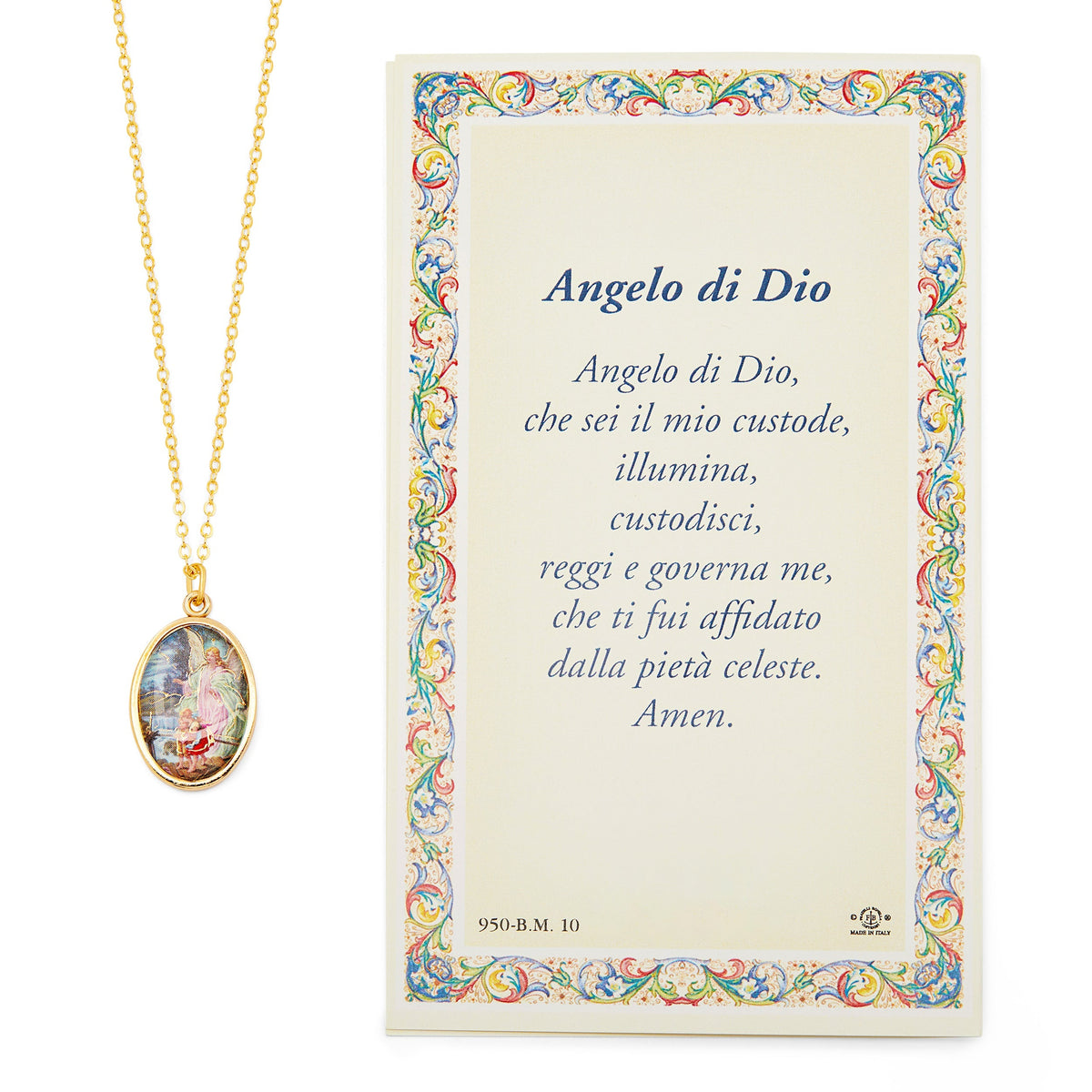 Guardian Angel Prayer Card with Medal and Chain