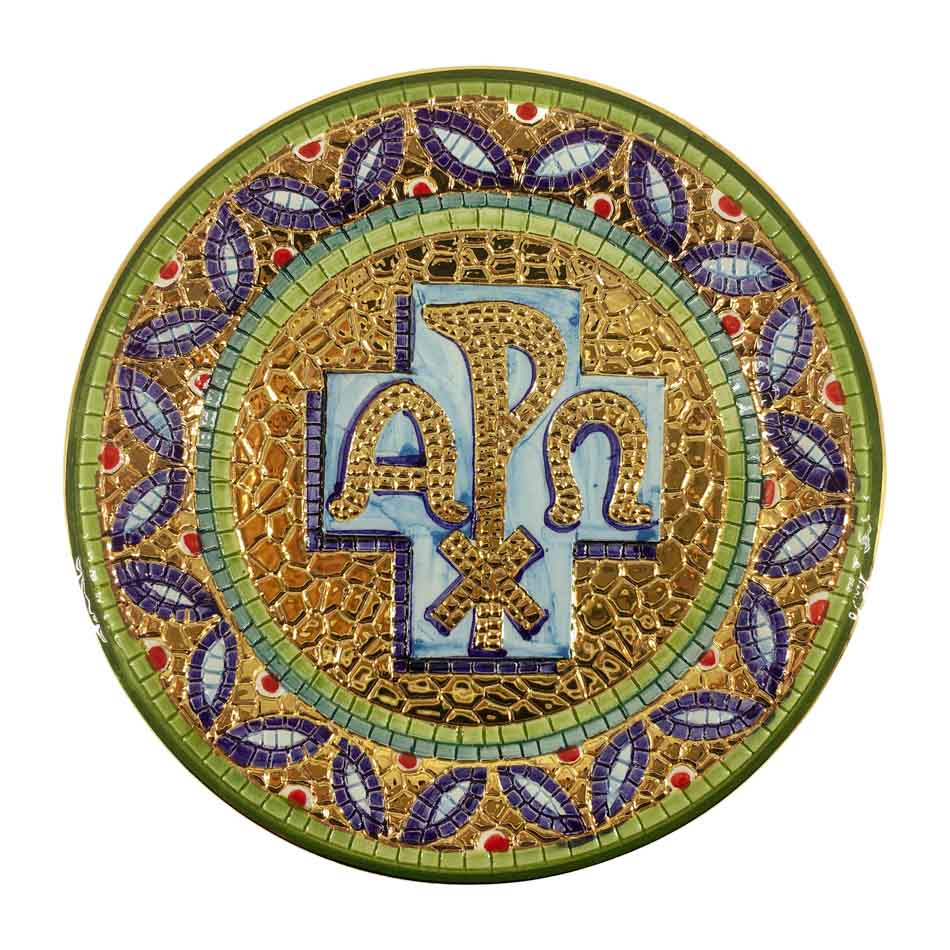 Handmade Ceramic Decorative Plate with the Chi Rho