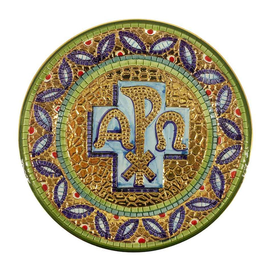 Handmade Ceramic Decorative Plate with the Chi Rho