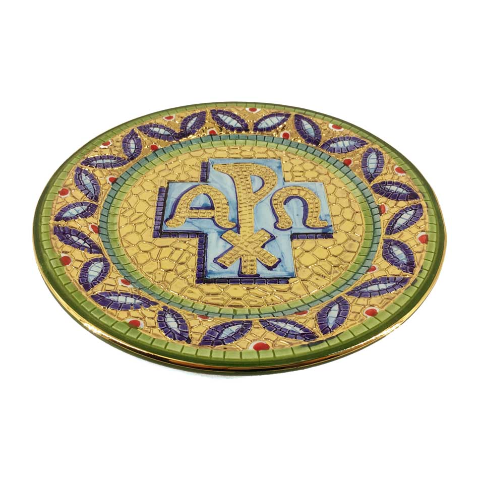 Handmade Ceramic Decorative Plate with the Chi Rho