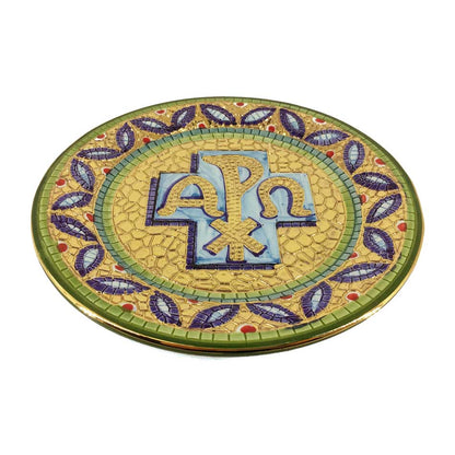 Handmade Ceramic Decorative Plate with the Chi Rho