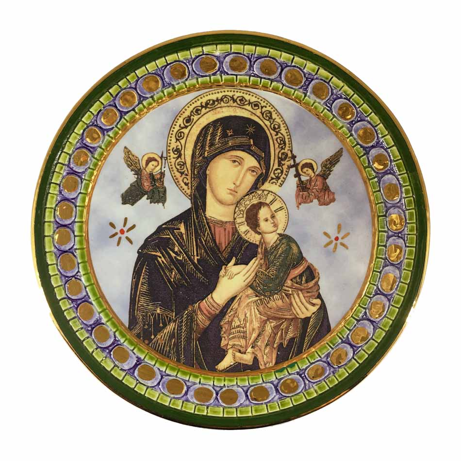 Handmade Decorative Ceramic Plate with Our Lady of Perpetual Help