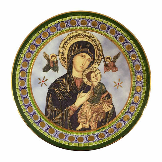 Handmade Decorative Ceramic Plate with Our Lady of Perpetual Help